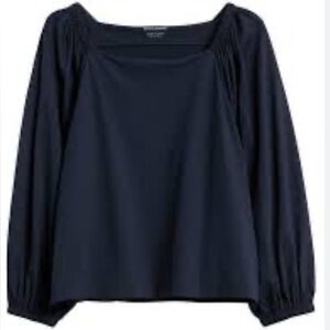 Banana Republic Supima cotton peasant long sleeve top in navy size XXS  NWT